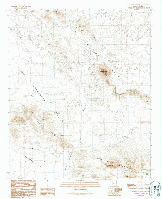 Classic USGS Nottbusch Butte Arizona 7.5'x7.5' Topo Map Image