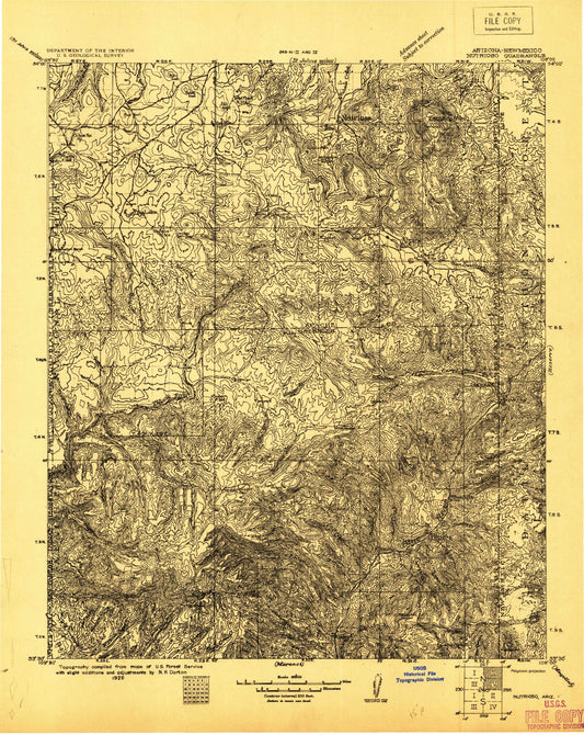 Historic 1922 Nutrioso Arizona 30'x30' Topo Map Image