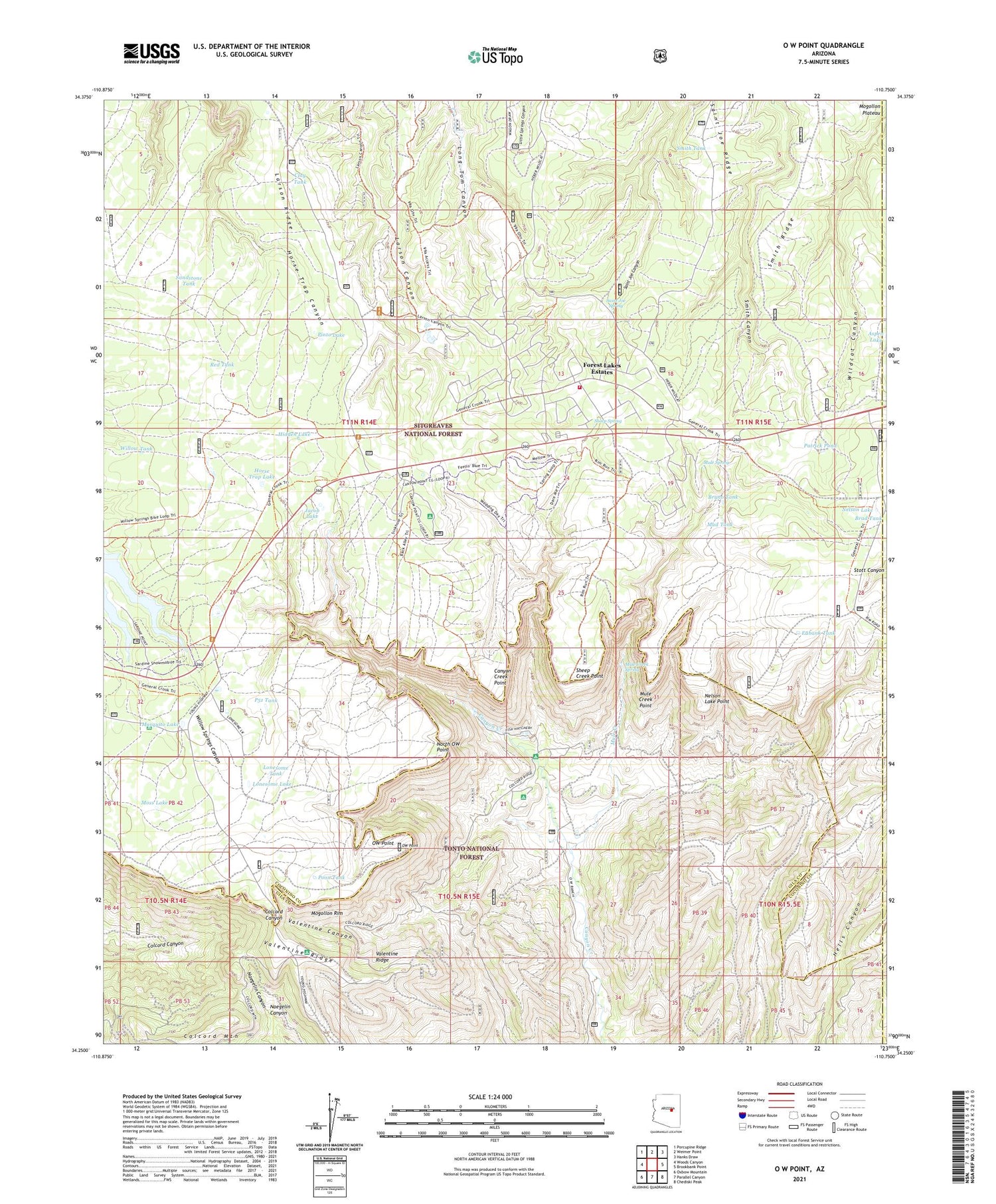 O W Point Arizona US Topo Map Image