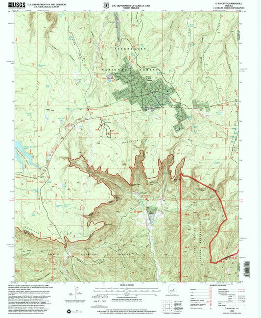 Classic USGS O W Point Arizona 7.5'x7.5' Topo Map Image