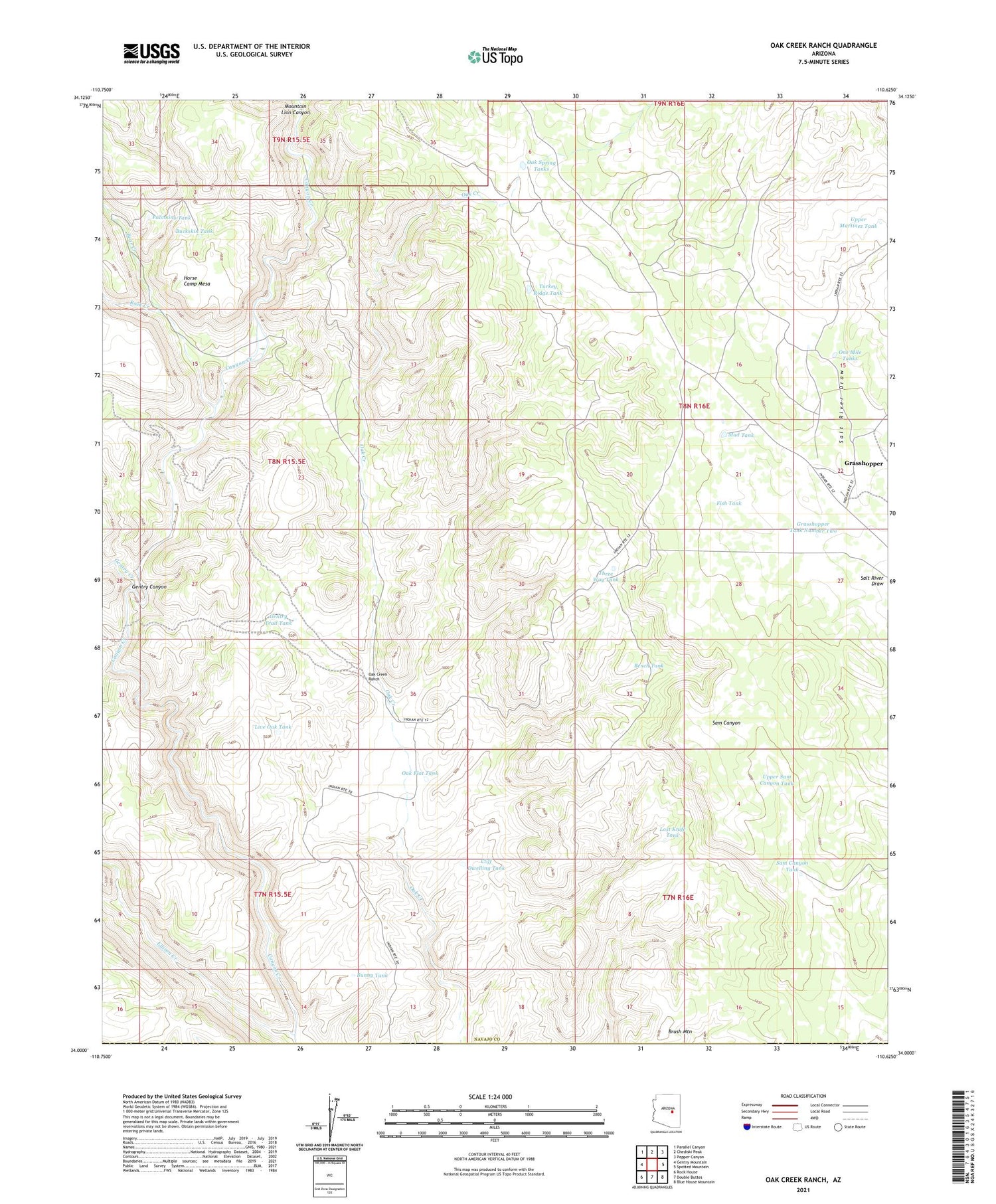 Oak Creek Ranch Arizona US Topo Map Image