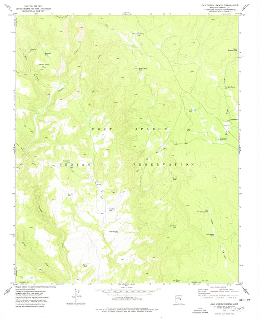 Classic USGS Oak Creek Ranch Arizona 7.5'x7.5' Topo Map Image