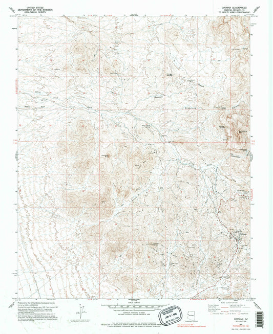Classic USGS Oatman Arizona 7.5'x7.5' Topo Map Image