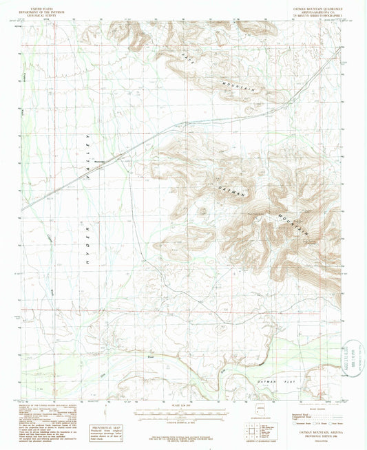 Classic USGS Oatman Mountain Arizona 7.5'x7.5' Topo Map Image