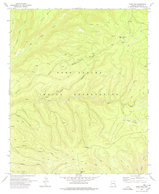 Classic USGS Odart Mountain Arizona 7.5'x7.5' Topo Map Image