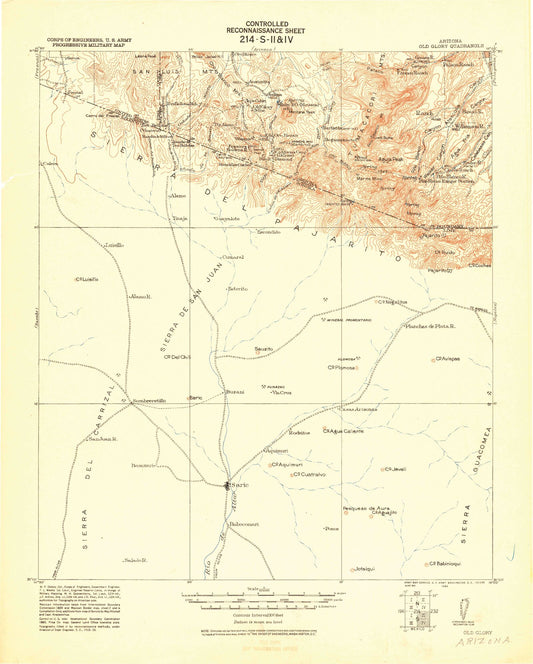 Historic 1943 Old Glory Arizona 30'x30' Topo Map Image