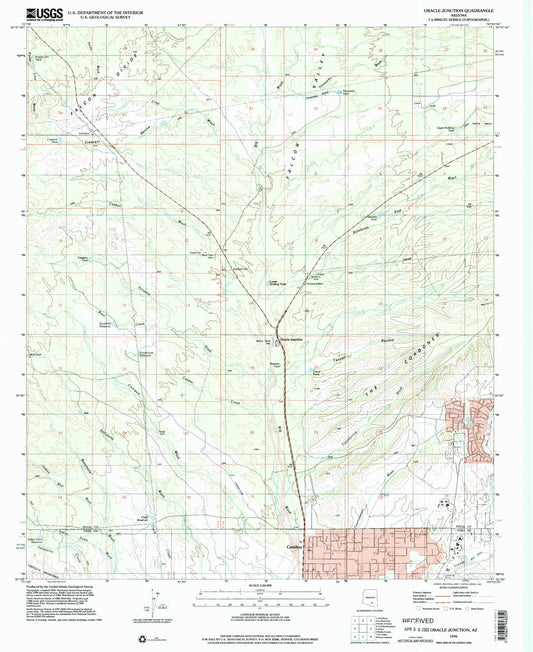 Classic USGS Oracle Junction Arizona 7.5'x7.5' Topo Map Image