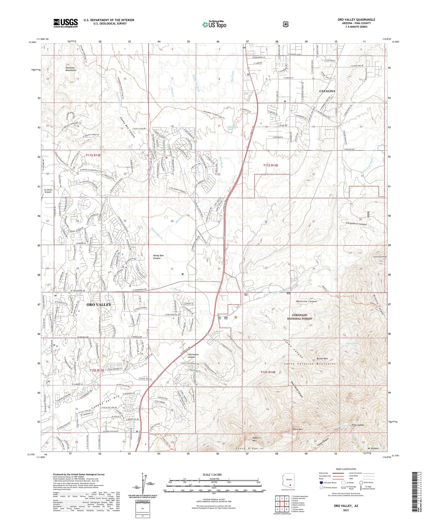 Oro Valley Arizona US Topo Map Image