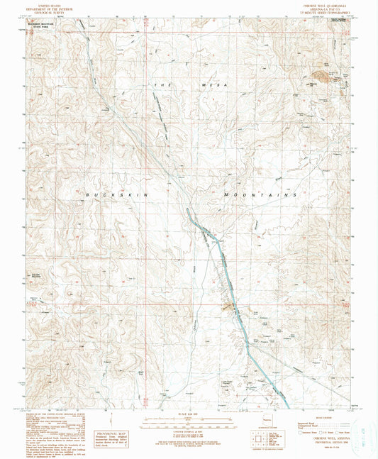 Classic USGS Osborne Well Arizona 7.5'x7.5' Topo Map Image