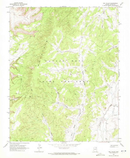 Classic USGS Owl Valley Arizona 7.5'x7.5' Topo Map Image