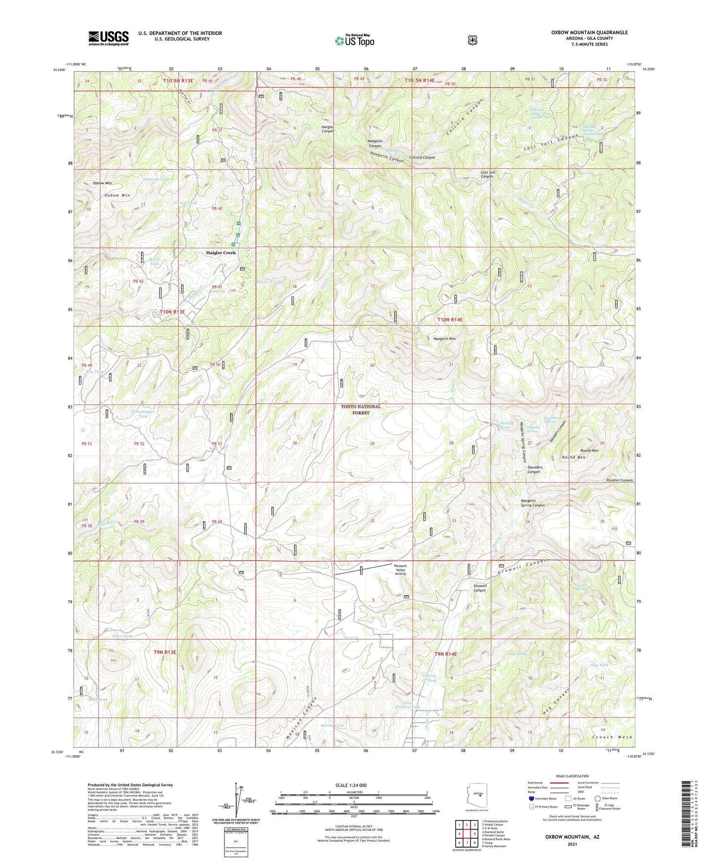 Oxbow Mountain Arizona US Topo Map Image