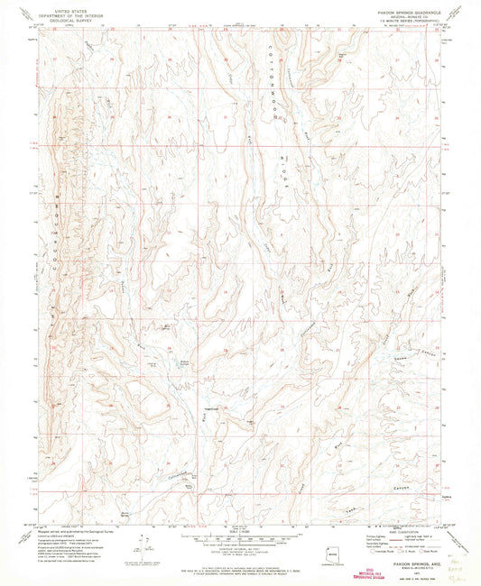 Classic USGS Pakoon Springs Arizona 7.5'x7.5' Topo Map Image