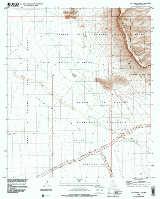 Classic USGS Palo Verde Camp Arizona 7.5'x7.5' Topo Map Image