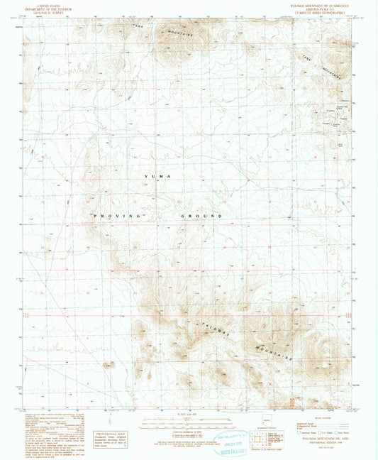 Classic USGS Palomas Mountains SW Arizona 7.5'x7.5' Topo Map Image