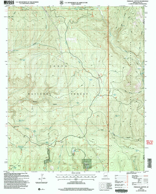 Classic USGS Parallel Canyon Arizona 7.5'x7.5' Topo Map Image