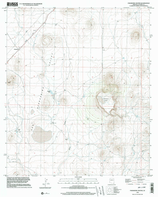 Classic USGS Paramore Crater Arizona 7.5'x7.5' Topo Map Image