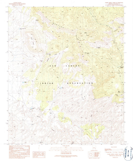 Classic USGS Park Creek Cabins Arizona 7.5'x7.5' Topo Map Image