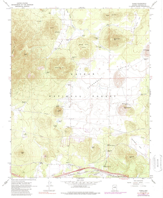 Classic USGS Parks Arizona 7.5'x7.5' Topo Map Image