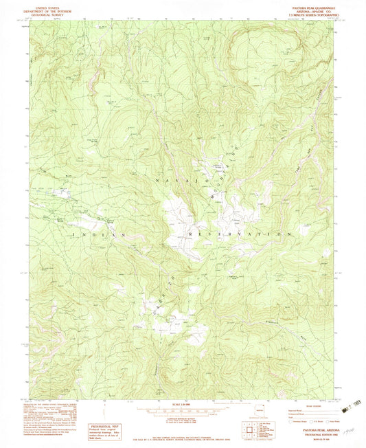 Classic USGS Pastora Peak Arizona 7.5'x7.5' Topo Map Image