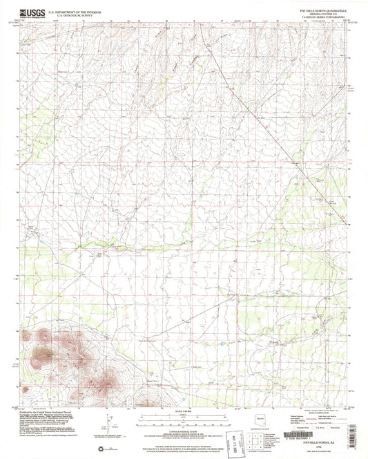 Classic USGS Pat Hills North Arizona 7.5'x7.5' Topo Map Image