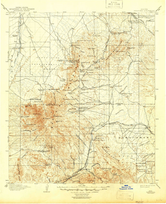 Historic 1905 Patagonia Arizona 30'x30' Topo Map Image