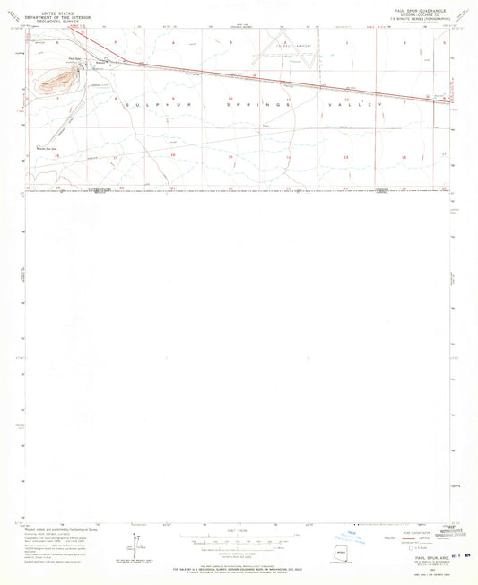 Classic USGS Paul Spur Arizona 7.5'x7.5' Topo Map Image
