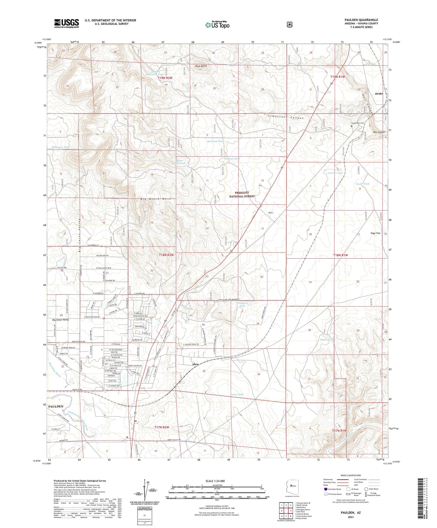 Paulden Arizona US Topo Map Image