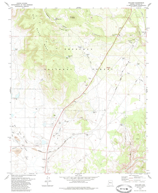 Classic USGS Paulden Arizona 7.5'x7.5' Topo Map Image