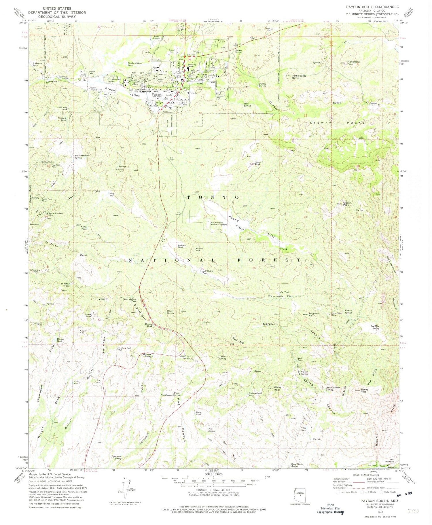 Classic Usgs Payson South Arizona 75x75 Topo Map Mytopo Map Store 1414