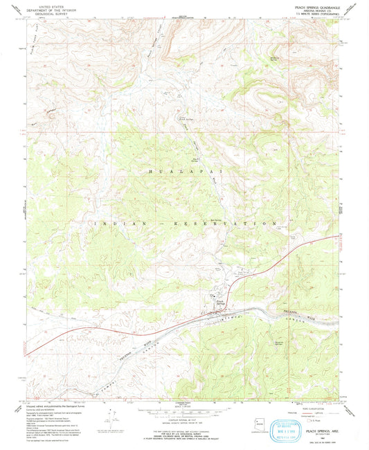 Classic USGS Peach Springs Arizona 7.5'x7.5' Topo Map Image