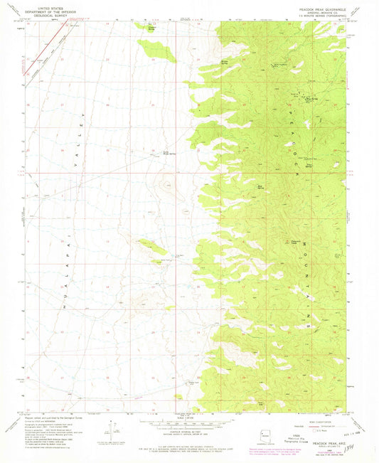 Classic USGS Peacock Peak Arizona 7.5'x7.5' Topo Map Image