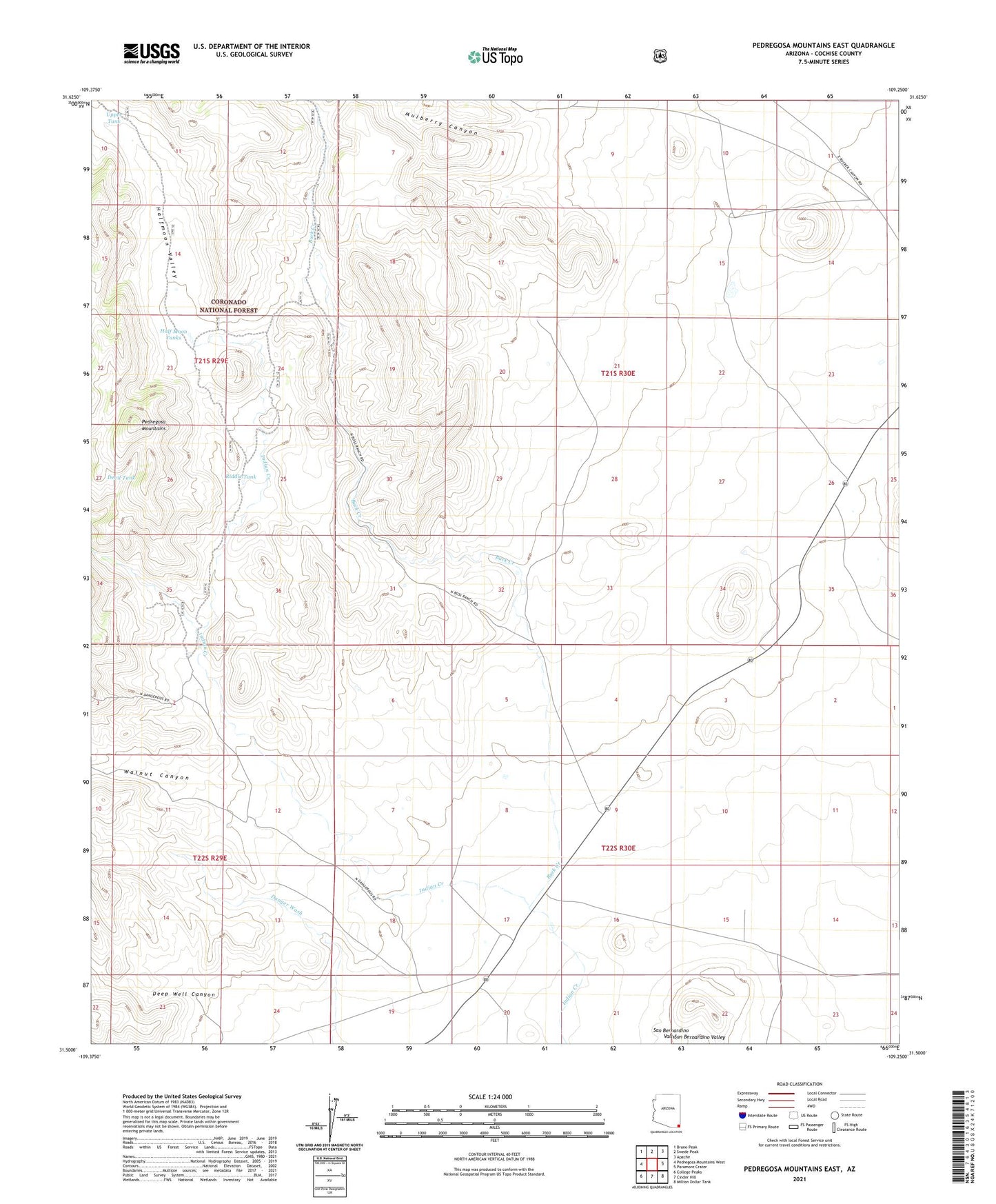 Pedregosa Mountains East Arizona US Topo Map Image