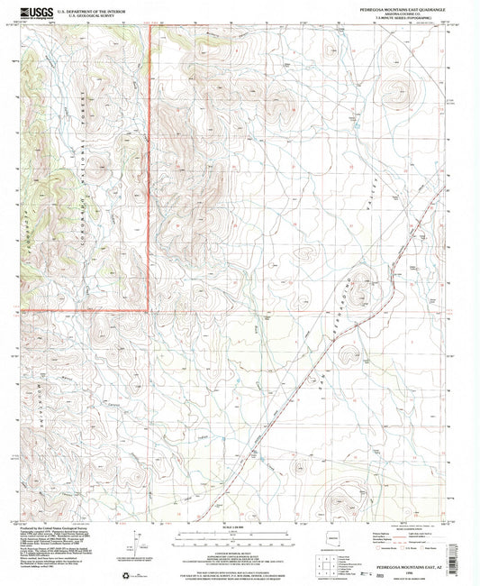 Classic USGS Pedregosa Mountains East Arizona 7.5'x7.5' Topo Map Image