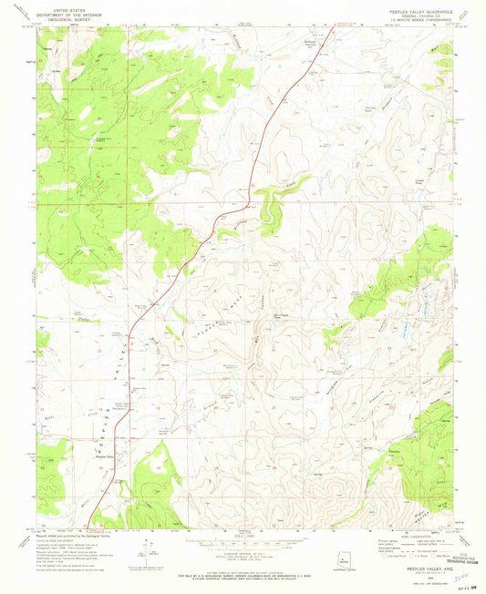 Classic USGS Peeples Valley Arizona 7.5'x7.5' Topo Map Image