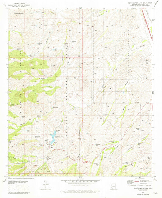 Classic USGS Pena Blanca Lake Arizona 7.5'x7.5' Topo Map Image