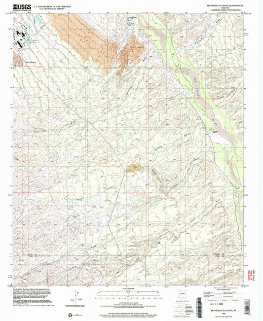 Classic USGS Peppersauce Wash Arizona 7.5'x7.5' Topo Map Image