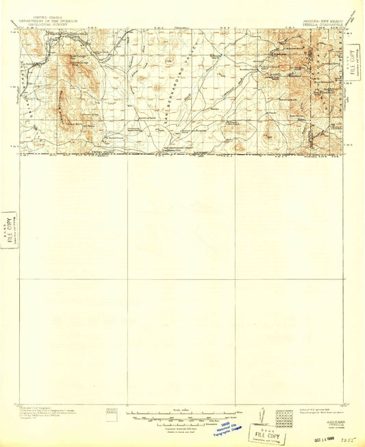 Historic 1919 Perilla Arizona 30'x30' Topo Map Image