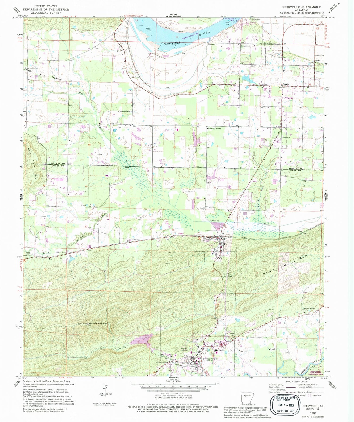 Classic USGS Perryville Arizona 7.5'x7.5' Topo Map Image