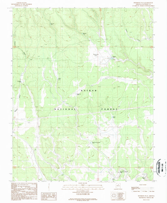 Classic USGS Peterson Flat Arizona 7.5'x7.5' Topo Map Image