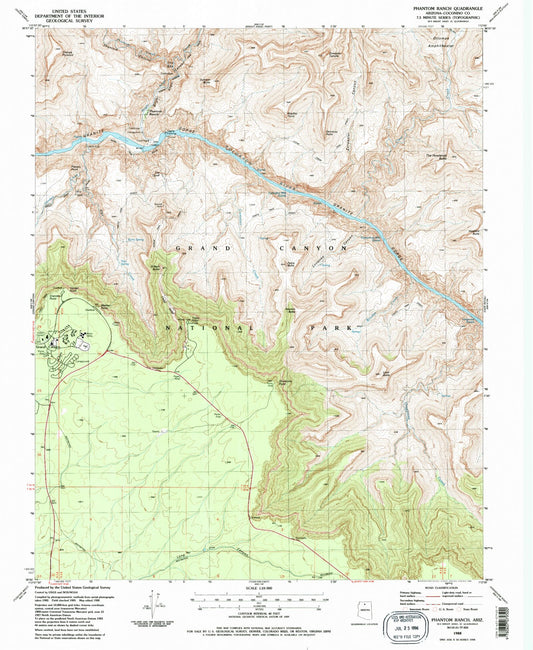 USGS Classic Phantom Ranch Arizona 7.5'x7.5' Topo Map Image