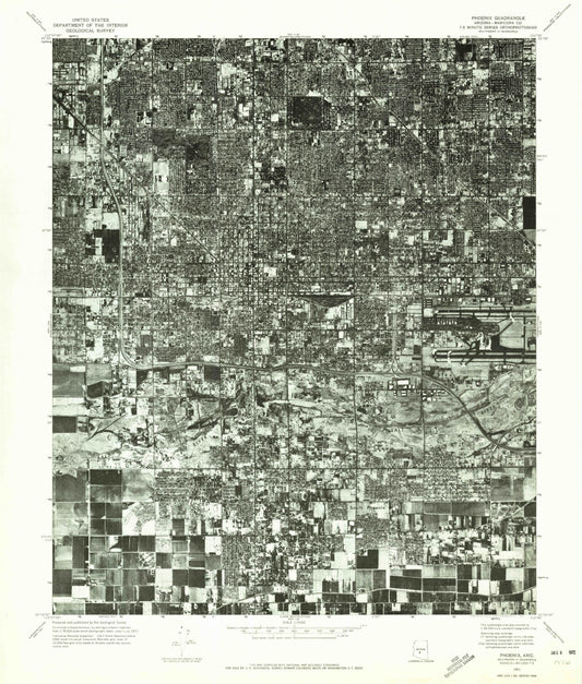 Classic USGS Phoenix Arizona 7.5'x7.5' Topo Map Image