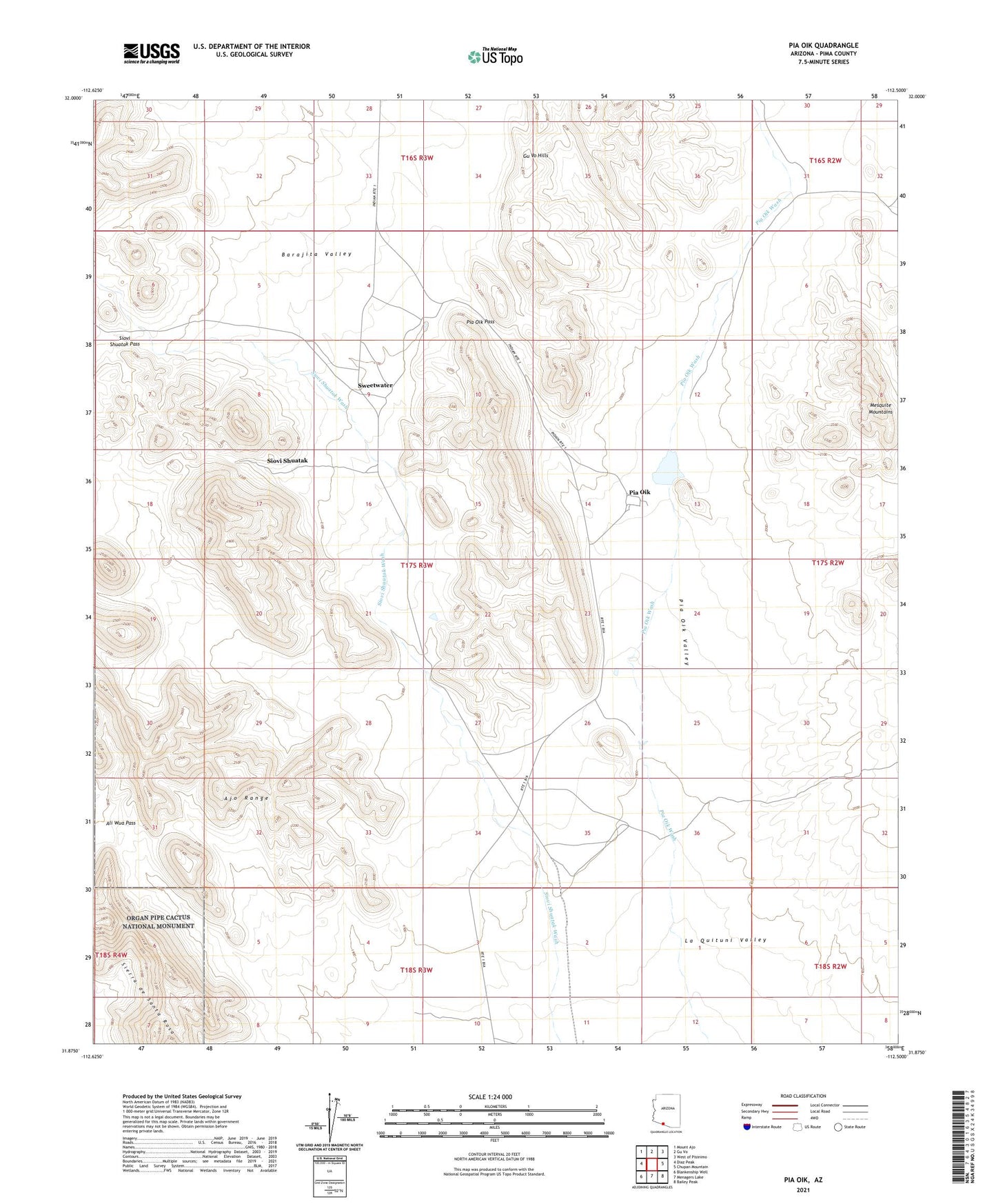 Pia Oik Arizona US Topo Map Image