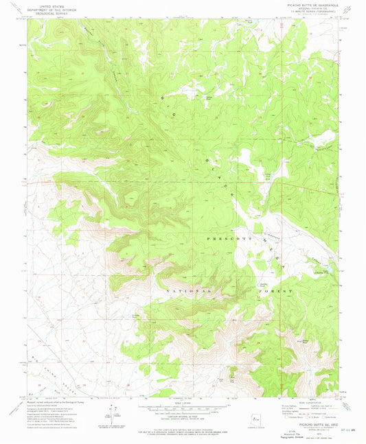 Classic USGS Picacho Butte SE Arizona 7.5'x7.5' Topo Map Image