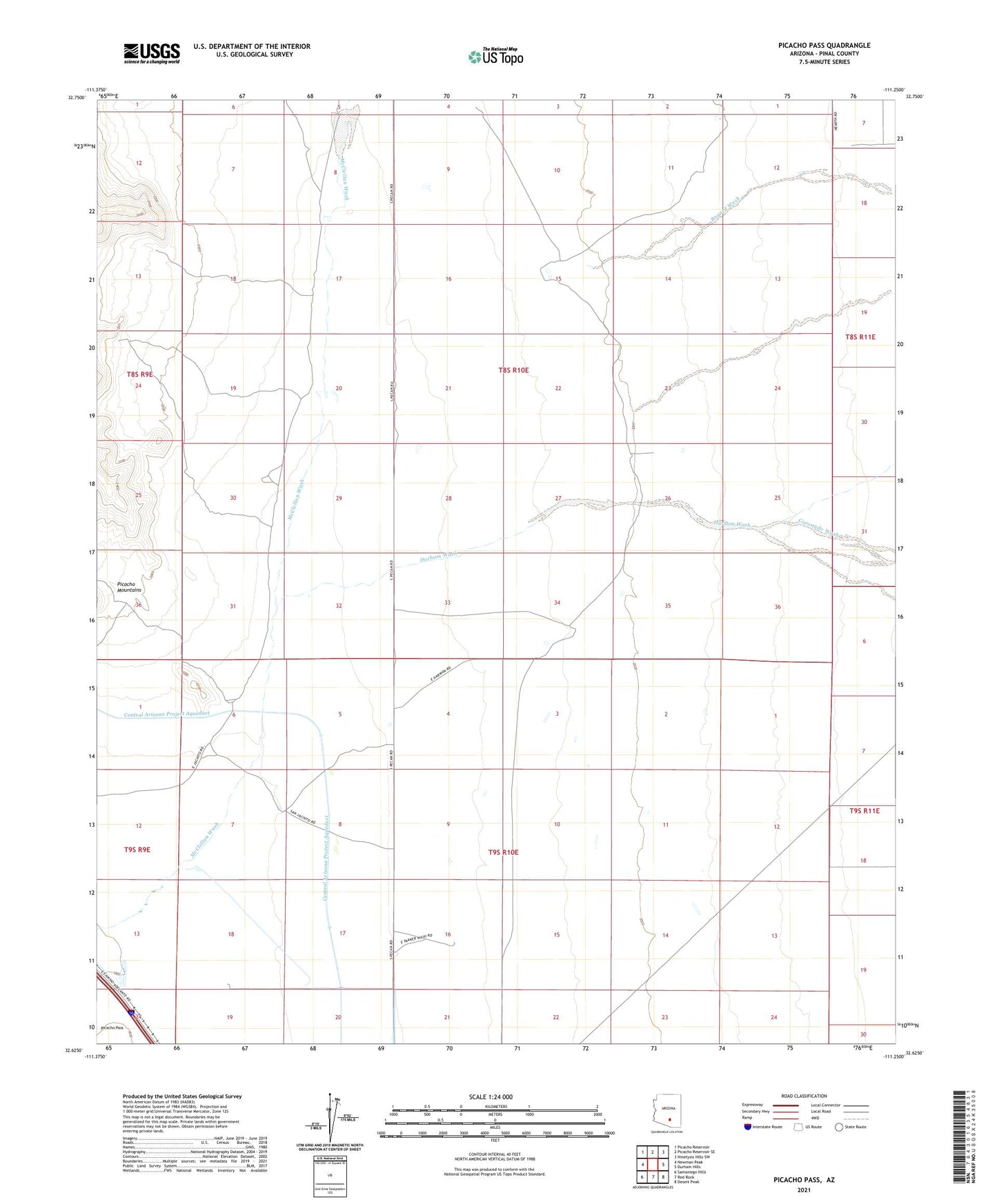Picacho Pass Arizona US Topo Map Image