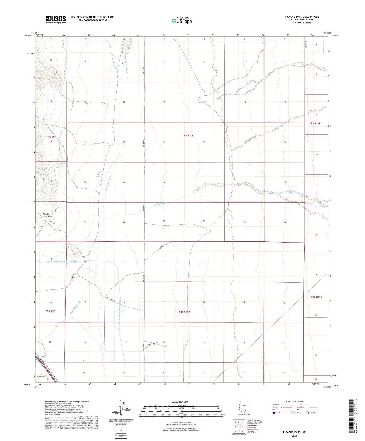 Picacho Pass Arizona US Topo Map Image