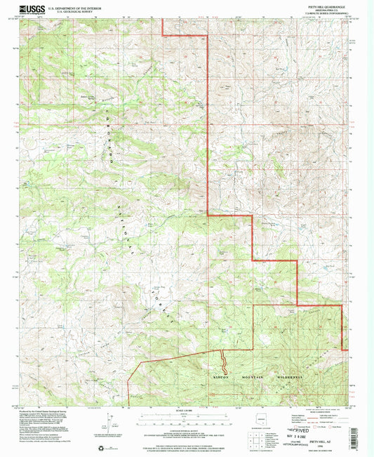Classic USGS Piety Hill Arizona 7.5'x7.5' Topo Map Image