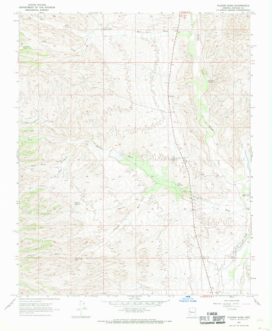 Classic USGS Pilgrim Wash Arizona 7.5'x7.5' Topo Map Image