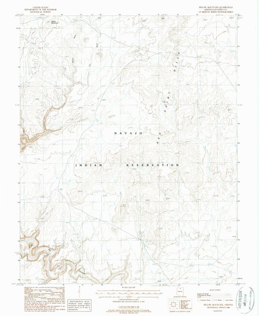 Classic USGS Pillow Mountain Arizona 7.5'x7.5' Topo Map Image