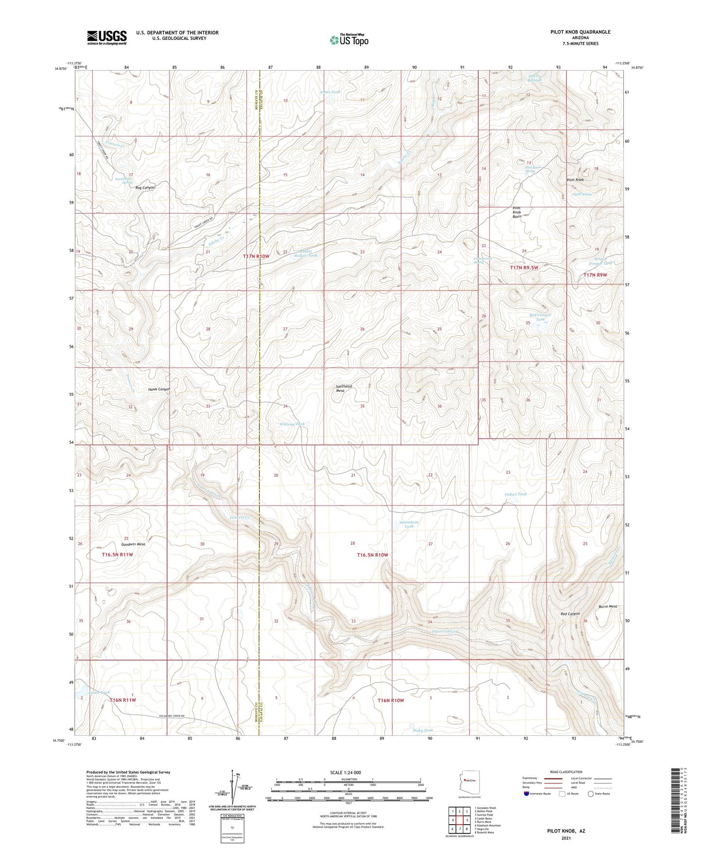 Pilot Knob Arizona US Topo Map Image