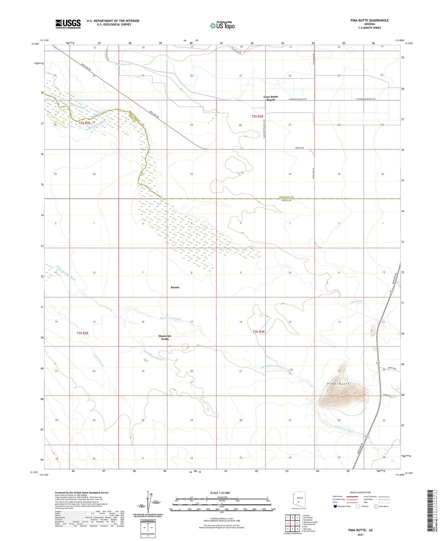 Pima Butte Arizona US Topo Map Image